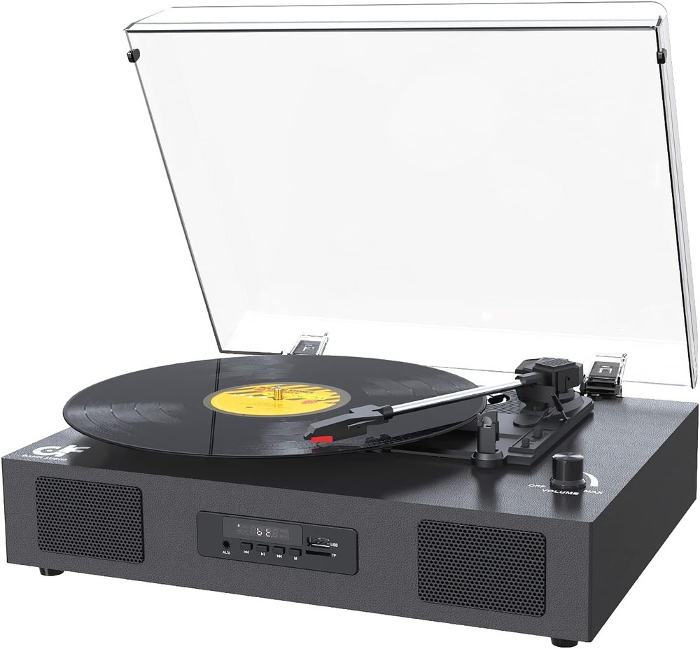 Bluetooth Record Player - 3 Speed Turntable with Built-In Speaker USB Recording
