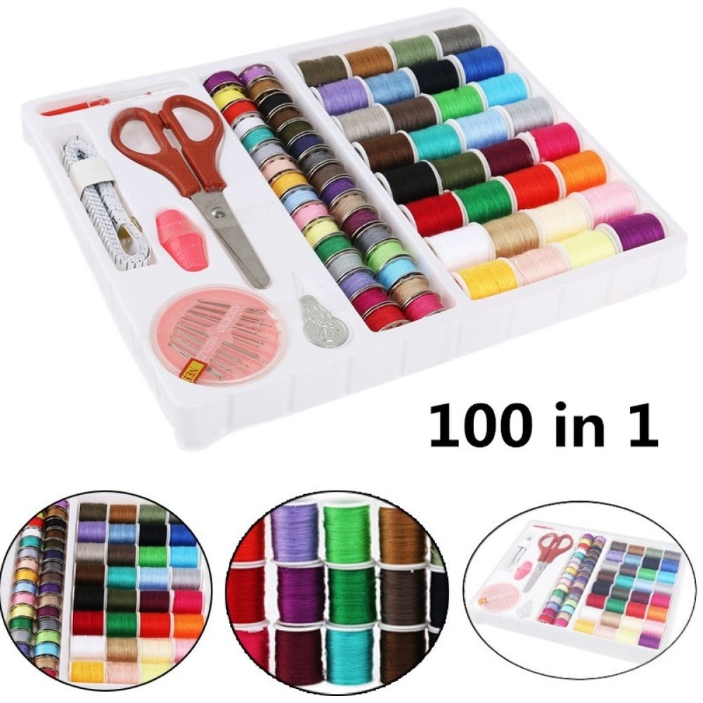 100 -in-1 Beginner Sewing Tools Kit Storage Box Machine Accessory Basic