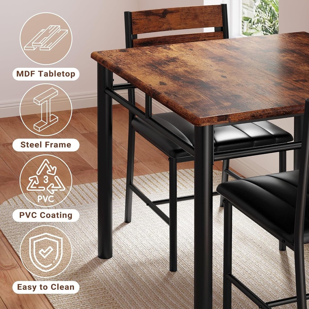 Dining Table Set 2 Small Kitchen Table W/ Upholstered Chairs Dinning Table Set