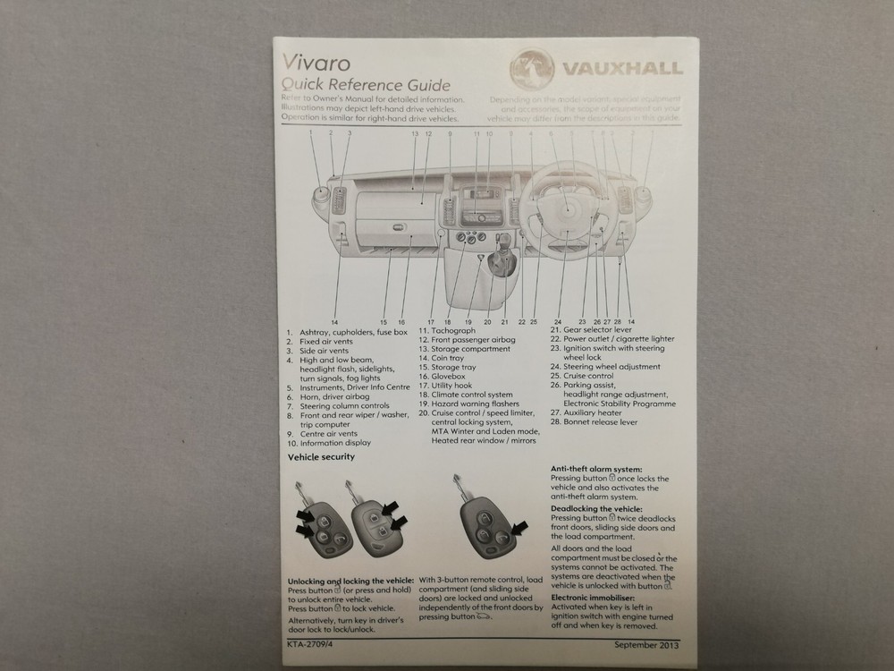 VAUXHALL VIVARO 2006-2014 OWNERS MANUAL HANDBOOK PACK