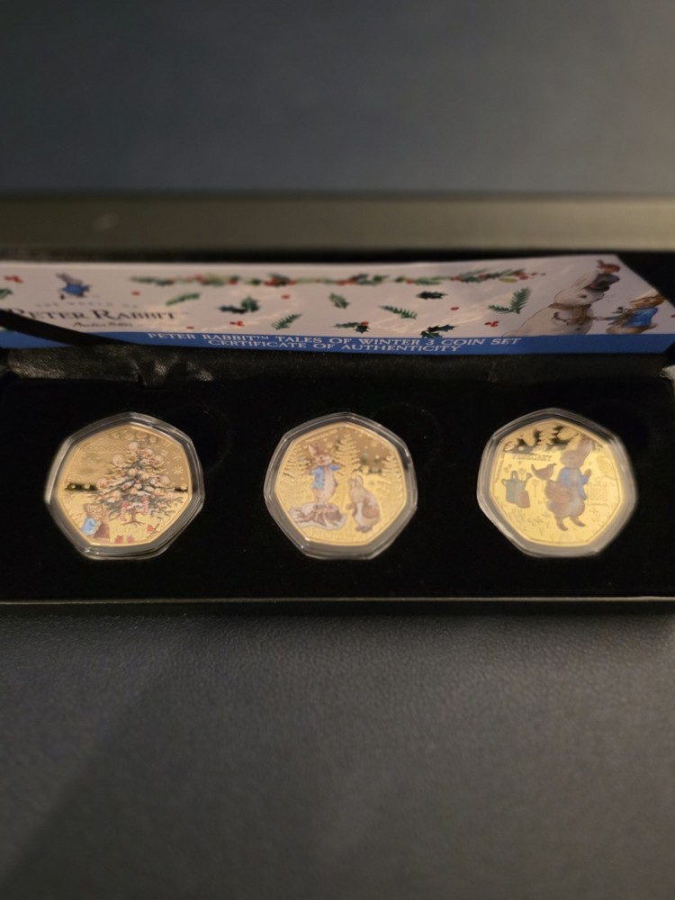 3 X Complete Peter Rabbit Coin Sets, See Description For What's Included