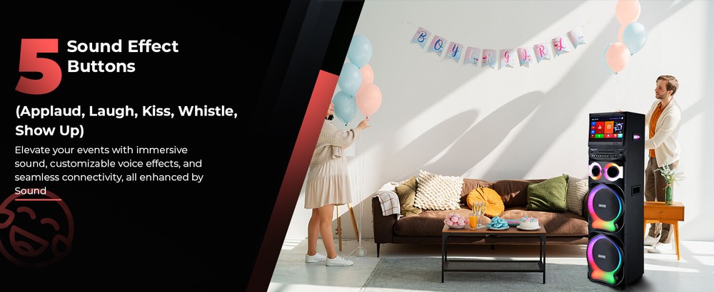 Professional Karaoke Machine BT Speaker w/ Lyrics Display Screen & Wireless Mic