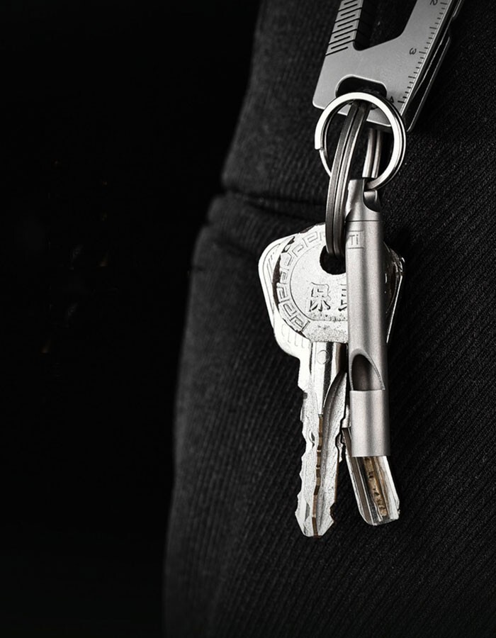 Titanium Alloy Whistle Training Command Warning Tool Keychain Necklace EDC