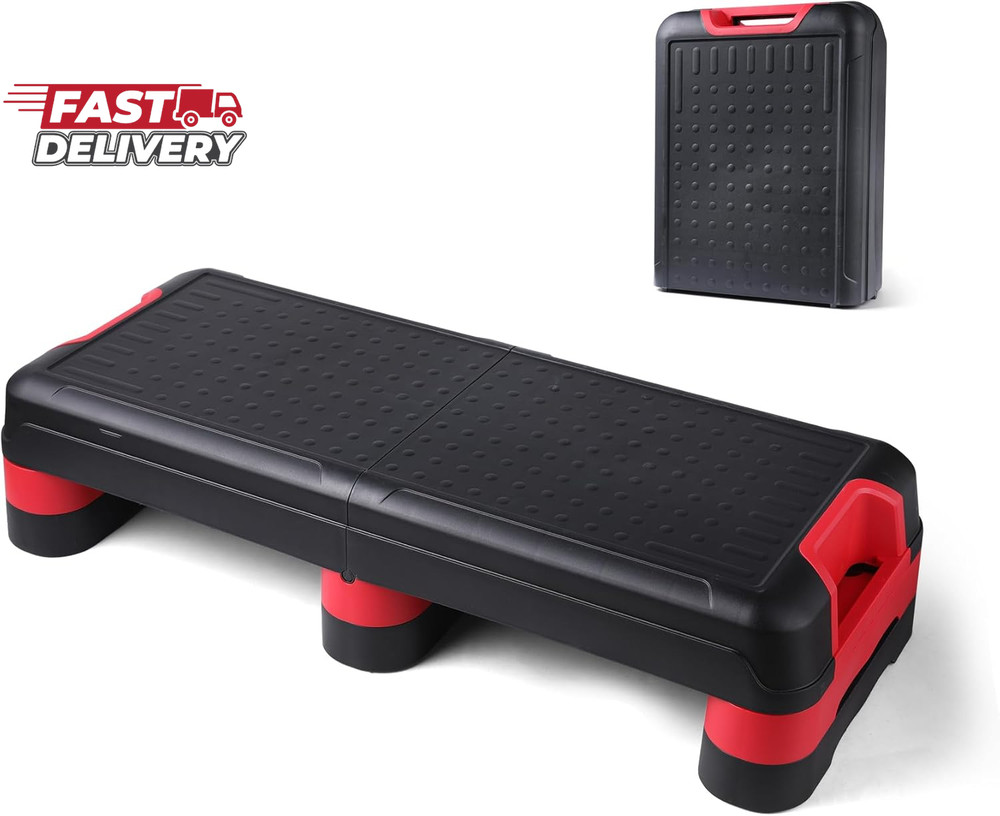 33.5" Aerobic Exercise Folding Step Platform for Home Workout, Configurable 3 He
