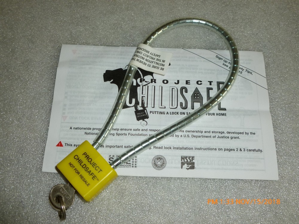 Project Childsafe Steel Cable Gun Lock, NEW