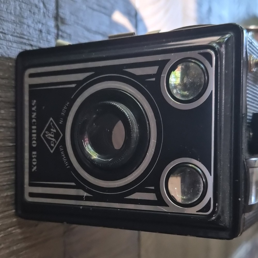 Agfa Synchro Box Vintage Black Box Camera Twin Lens Front