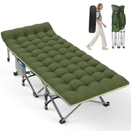 Camping Cot for Adults - Heavy-Duty Cot Bed with Green Basic - 75x28x15"