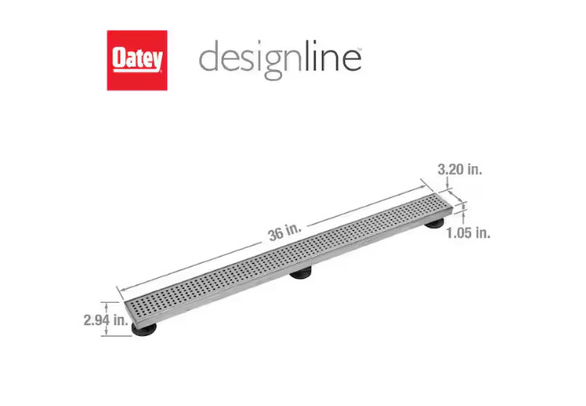 Oatey Designline 36 in. Stainless Steel Linear Shower Drain with Square Pattern