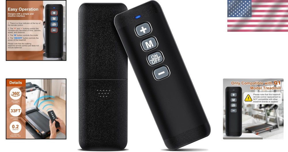 Lightweight Ergonomic Treadmill Remote for Q1 Models - 33 Feet Range, Easy Use