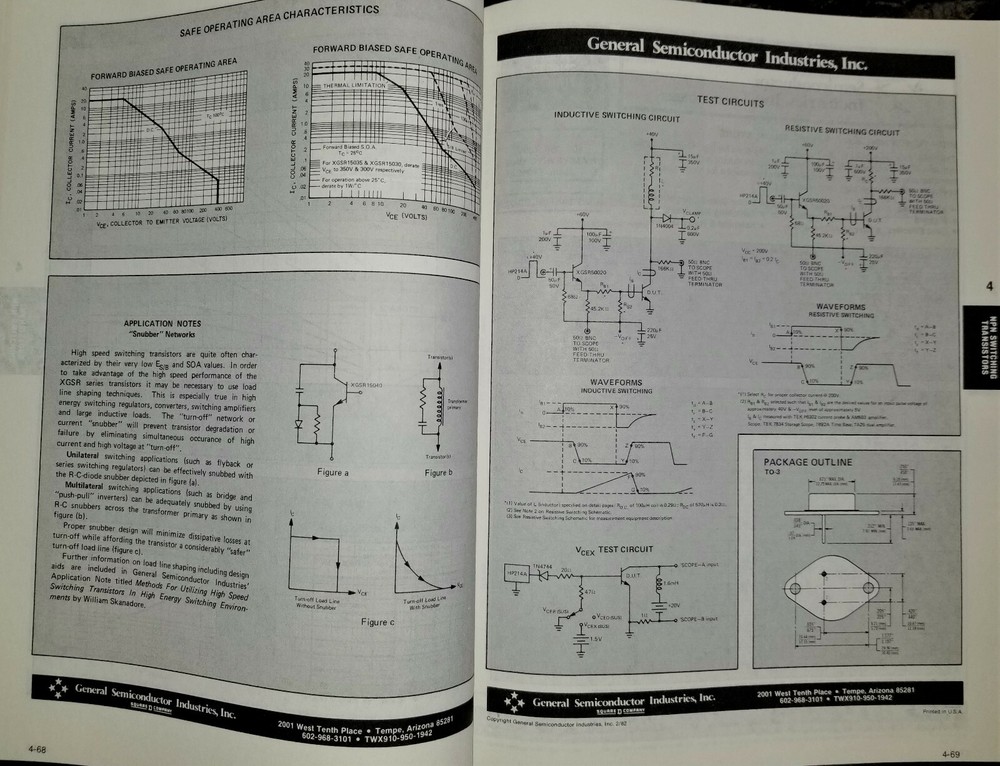 1985 Square D General Semiconductor TransZorb Zener Diodes Transistor Data Book