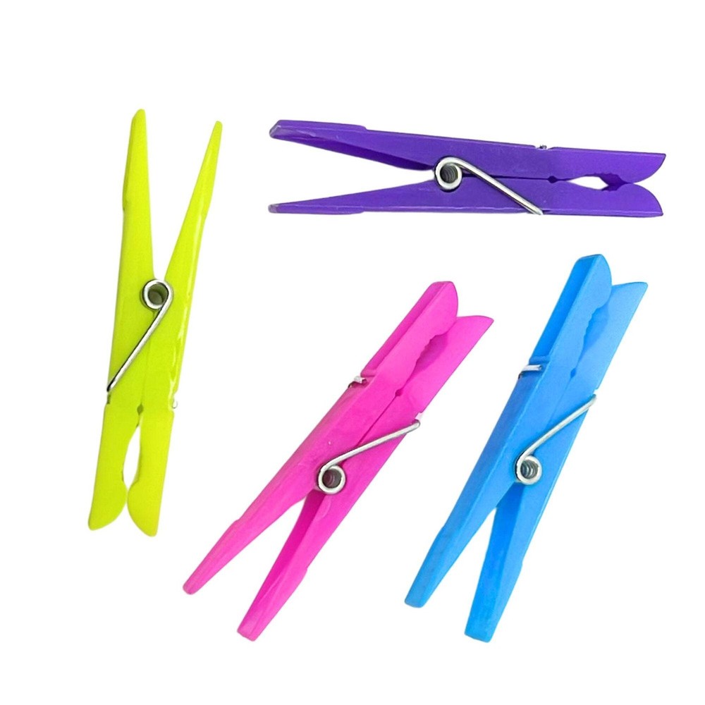 Coloured Plastic Clothes Pins: 24CT