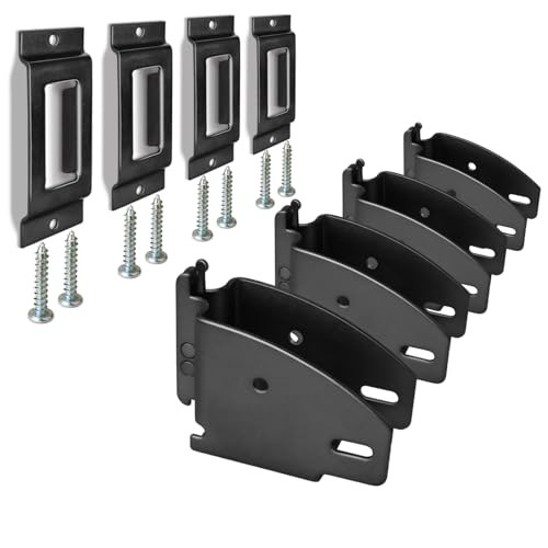 E-Track Wood Beam End Socket with Tie Down Slots, Shelf Brackets 04-Pack Black