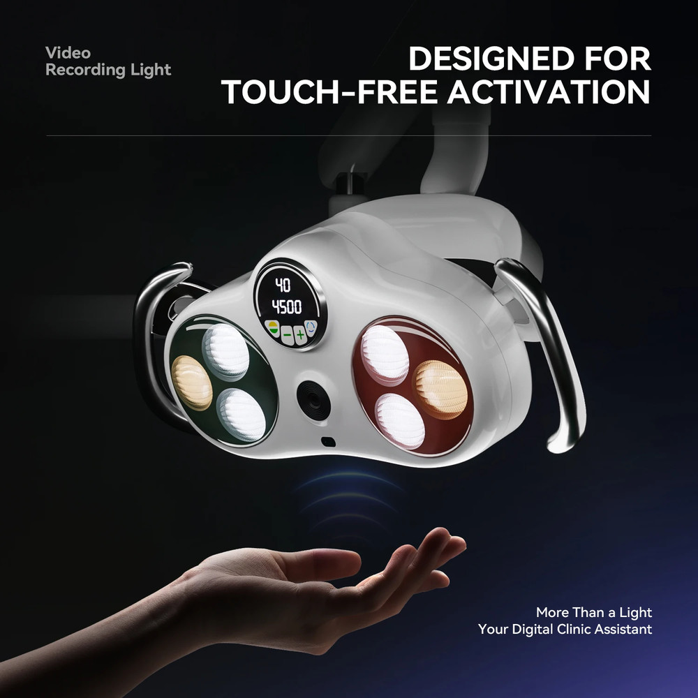 Ceiling-Mounted Dental LED Operation Light Sensor Lamp w/ Camera Video Recording