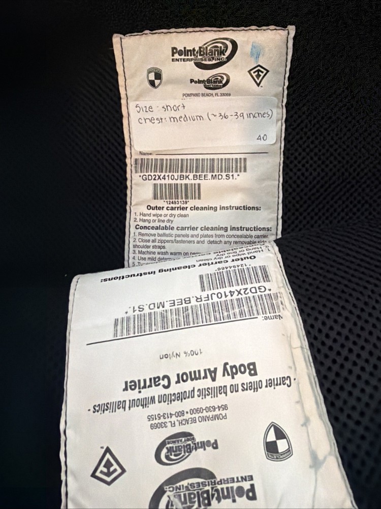 Point Blank Load Bearing Vest Body A W/ Inserts (NO Plates)