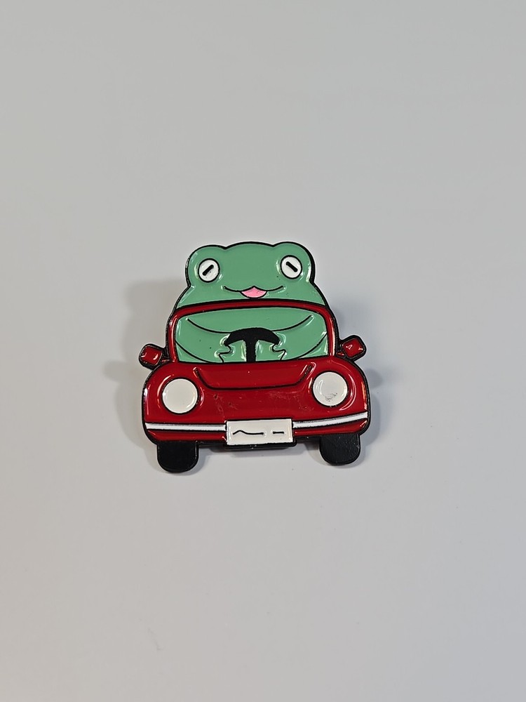 Frog Driving Red Convertible Car Lapel Pin