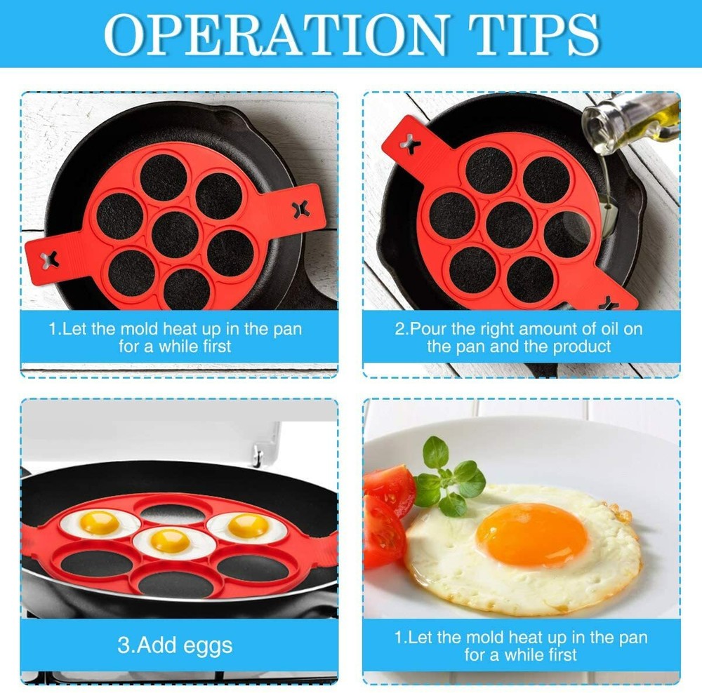 7 Holes Silicone Mold Pancake Maker Nonstick Egg Ring Maker Kitchen Accessories
