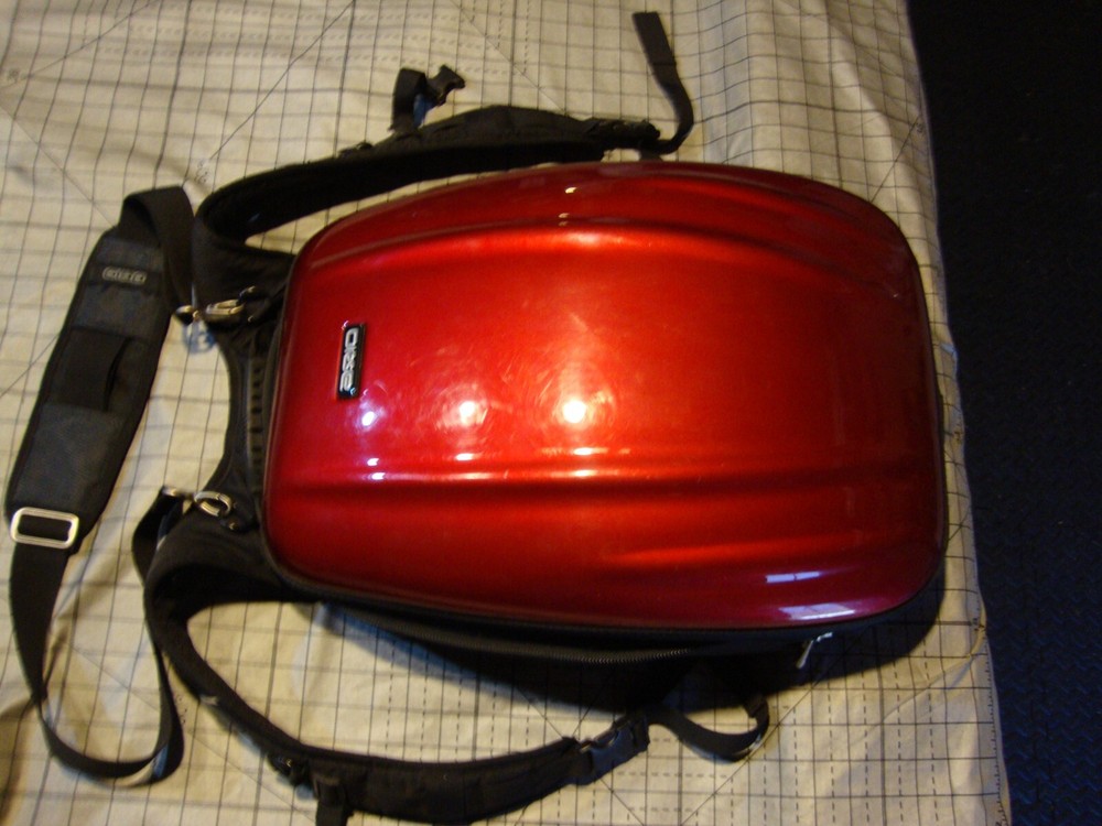 Axio   Back Pack  RED  Hardshell Motorcycle / Bike Protective pack has top strap