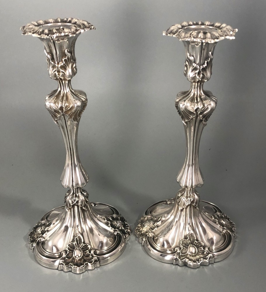 Victorian Silver Candlesticks Thomas Bradbury Sheffield 1843 CGZX