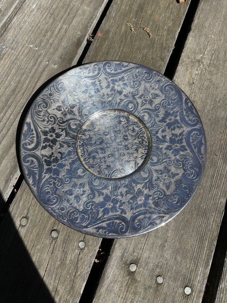 Antique Silver on Copper Academy Engraved Plate 10.5"