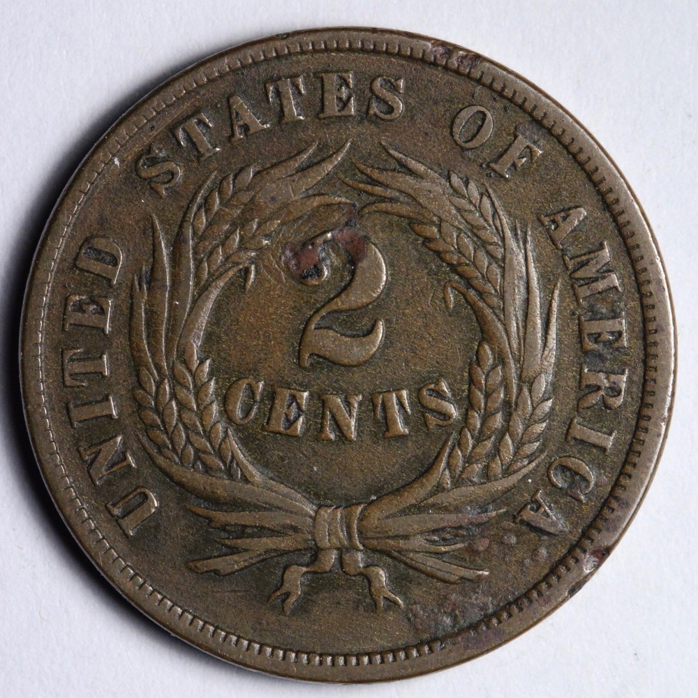 1868 Two Cent Piece XF+ E139 SQHA