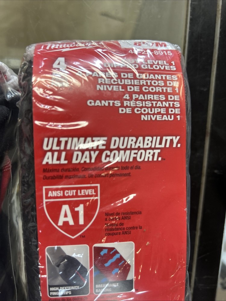 Medium Red Nitrile Level 1 Cut Resistant Dipped Work Gloves(2 4-Pack)