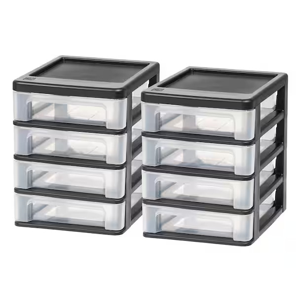 4 Drawer Compact Desktop System in Black (2-Pack)