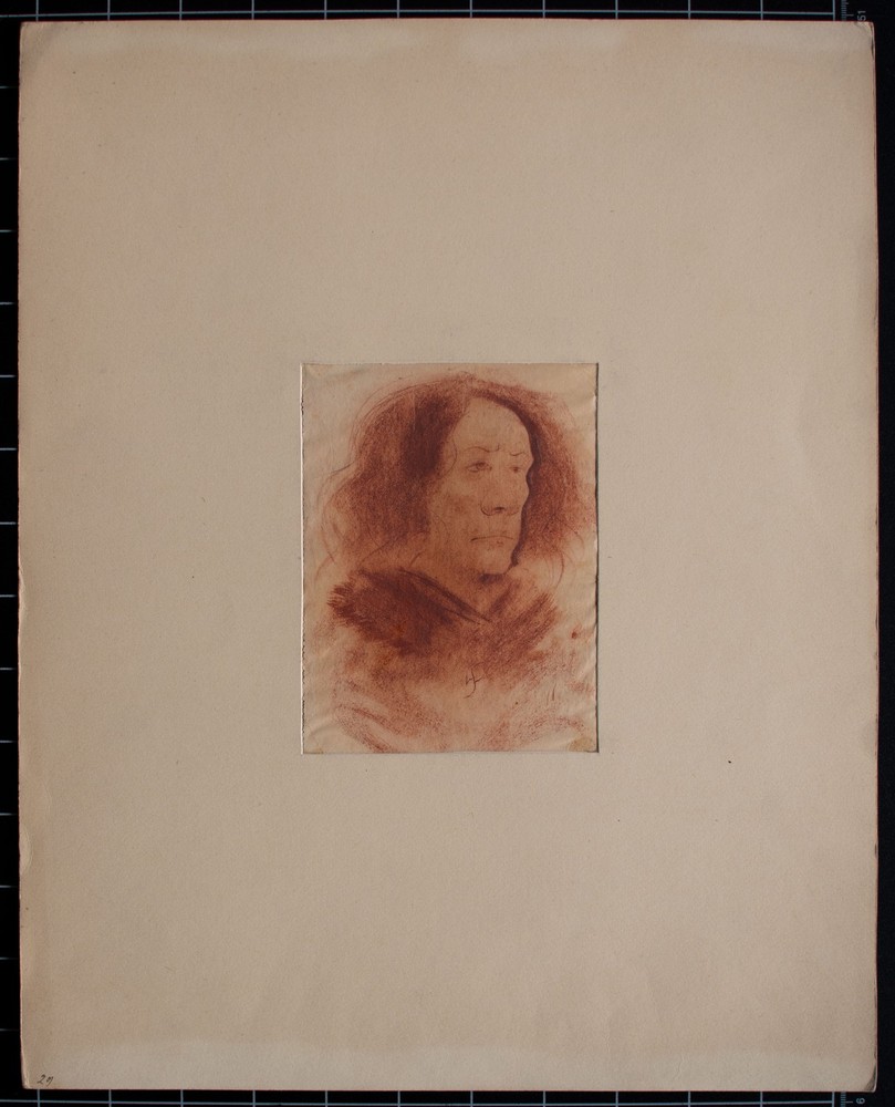 Willi Schmid male head study Munich Secession monogram blush drawing