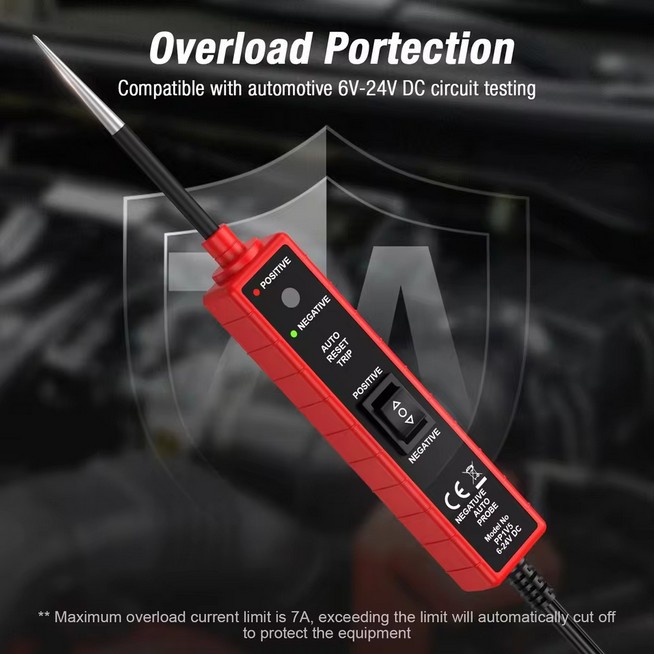 6-24V DC Car Circuit Tester, Multi-Function Diagnostic Tool with 4m Test Lead