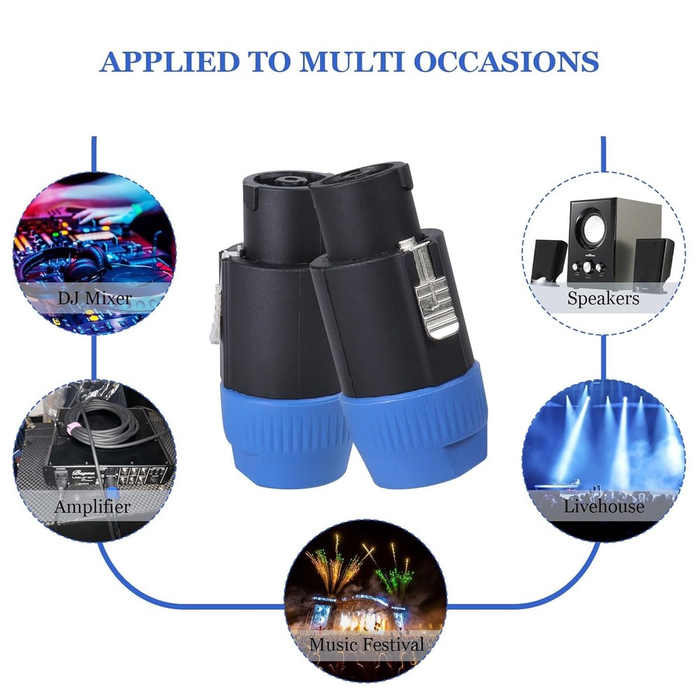 4Pack NL8FC 8 Pole Locking High-Load Speakon Connector Replacement for Neutrik