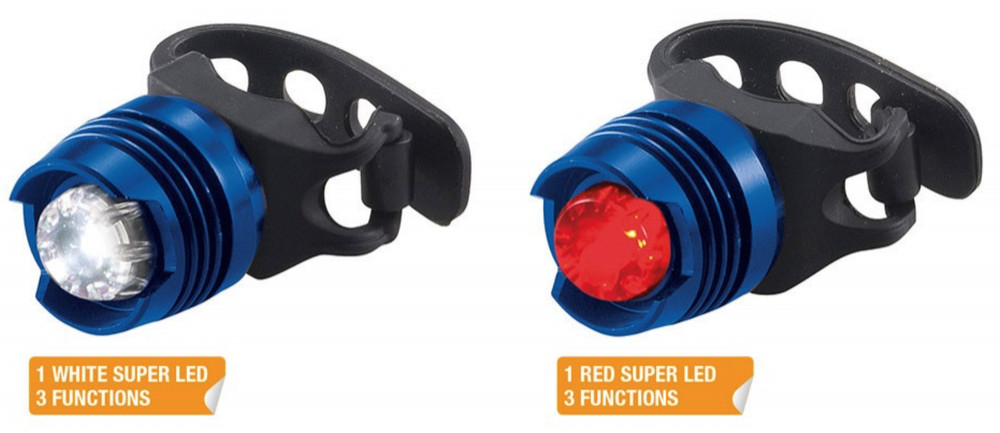 Blue LED Headlights Front Rear 3 Functions Universal Bicycle Batteries