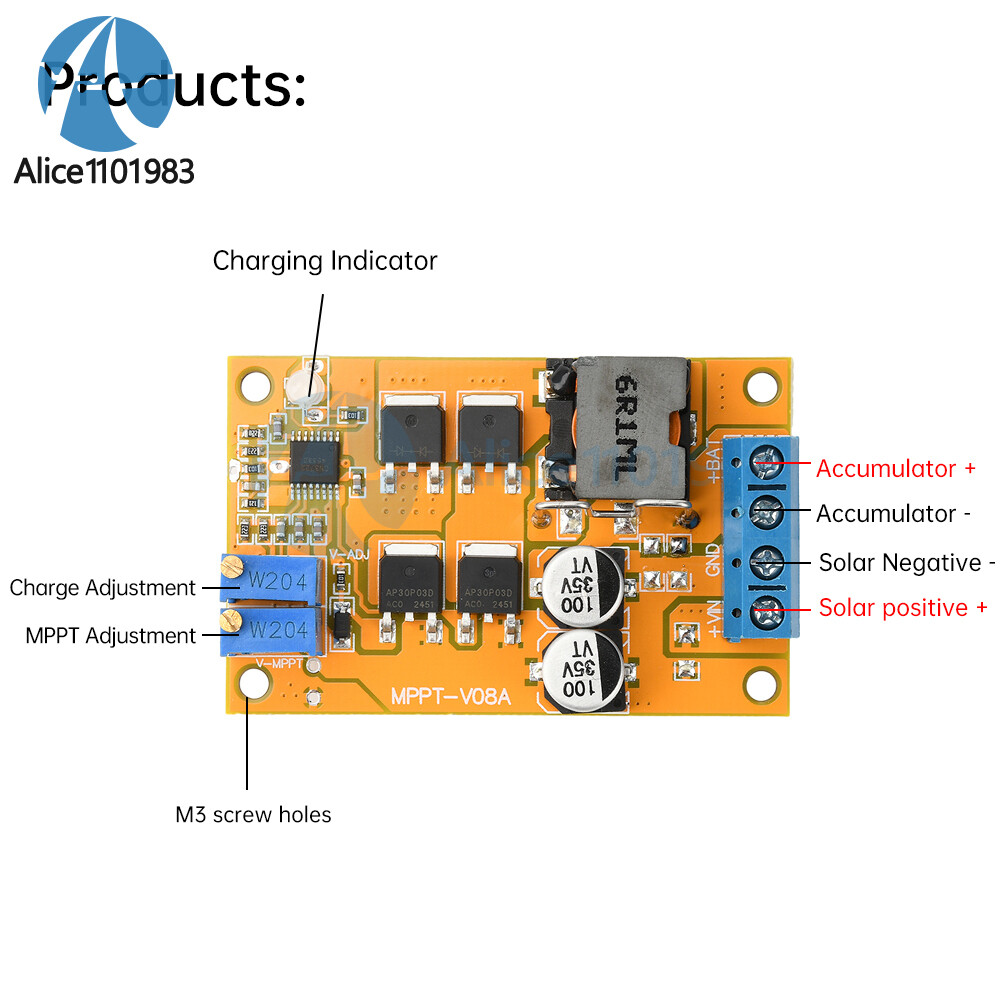 DC8-28V 5A 100W MPPT Solar Charging Panel Regulator Controller 9V 12V 24V Switch