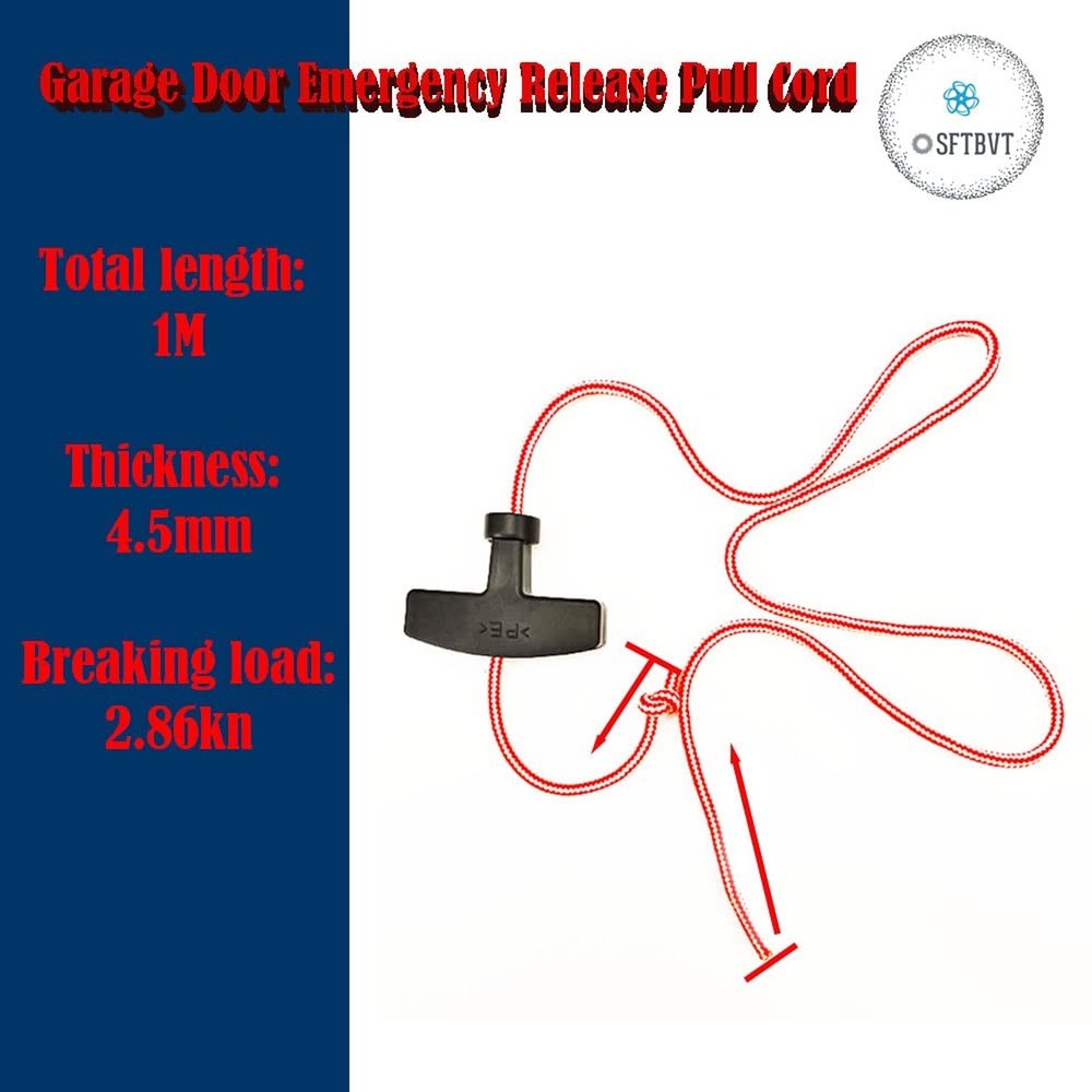Garage Door Emergency Release Pull Cord with Handle Garage Opener Rope Puller...
