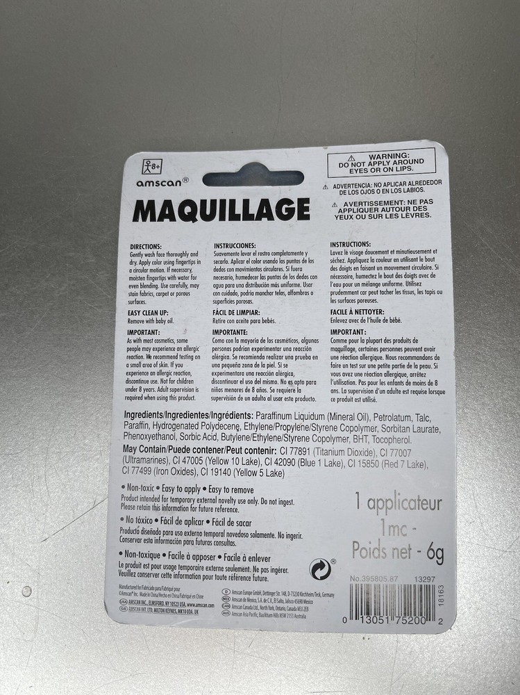 New! Amscan Face Makeup Party Accessory Powder Blue