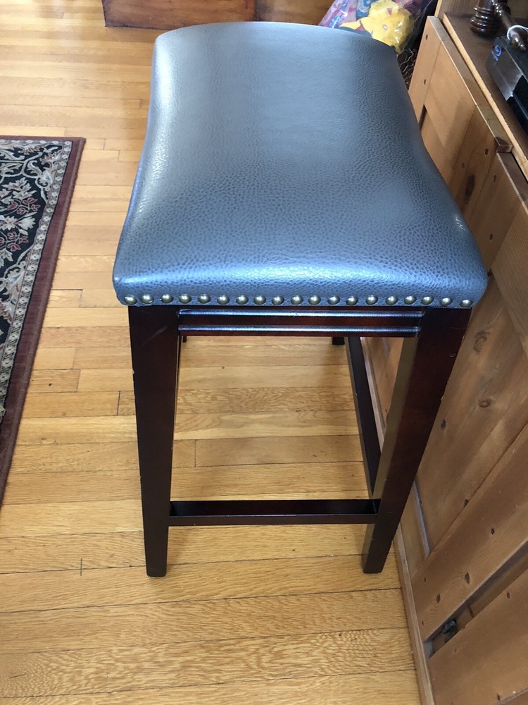 Grey Faux Leather Bar Pub Stool