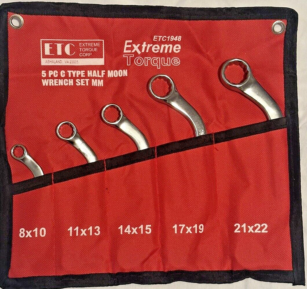 6 Wrench Set SAE Metric C Half Moon S Starter Obstruction Deep Double Box Offset