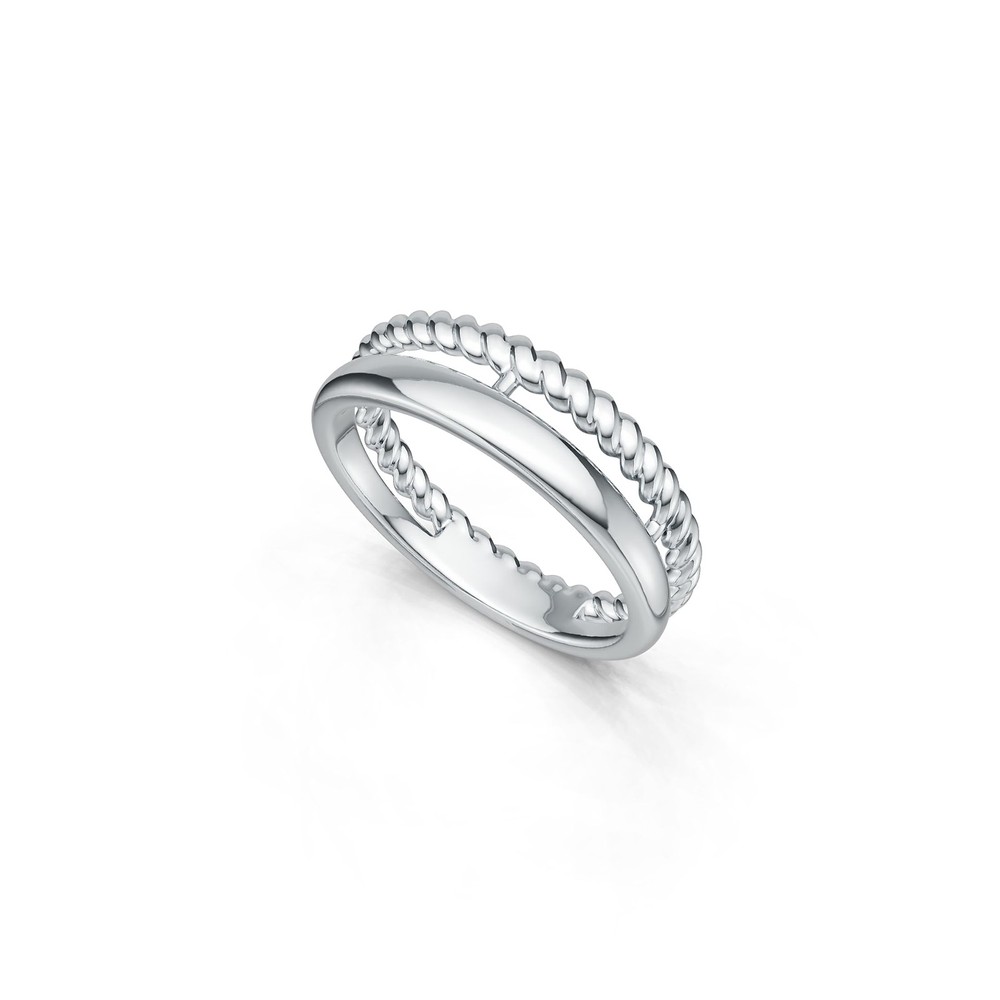 Sterling Silver Ring Double Band Twisted Rope Theme