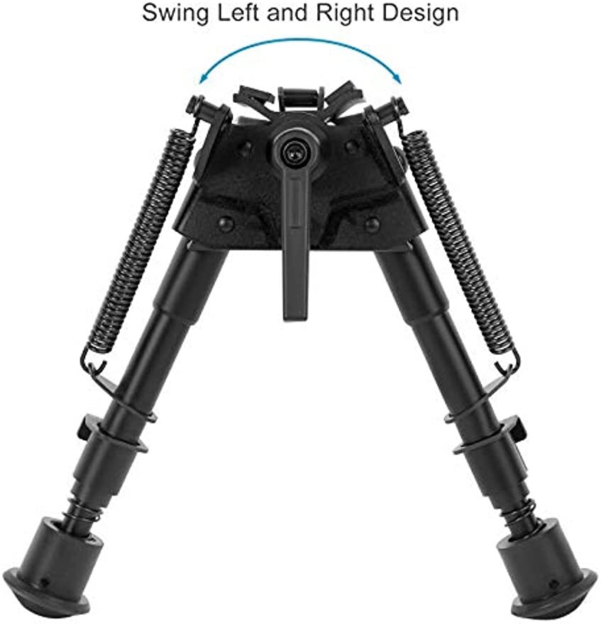 6" to 9" Adjustable Pivot / Rotating Spring Return Rifle Bipod Adjustable Legs