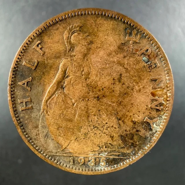 1935 Great Britain Half Penny George V Lightly Circulated