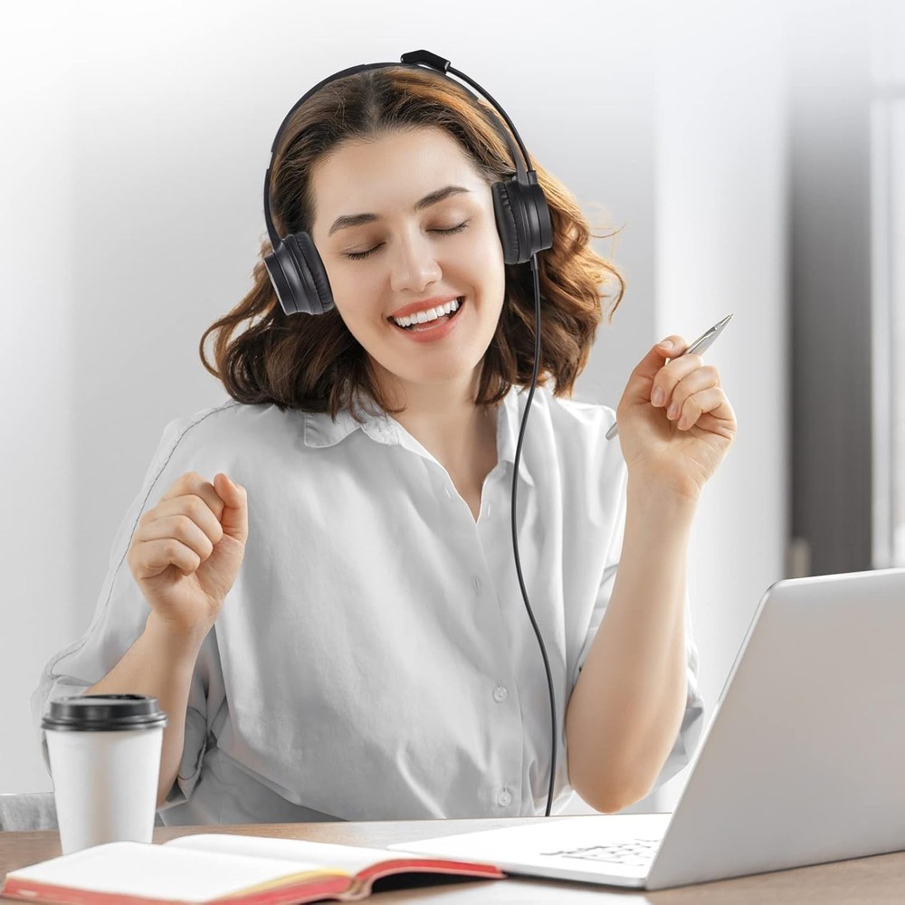 USB Headset with Microphone for PC Laptop, Wired Computer Headset Environment...