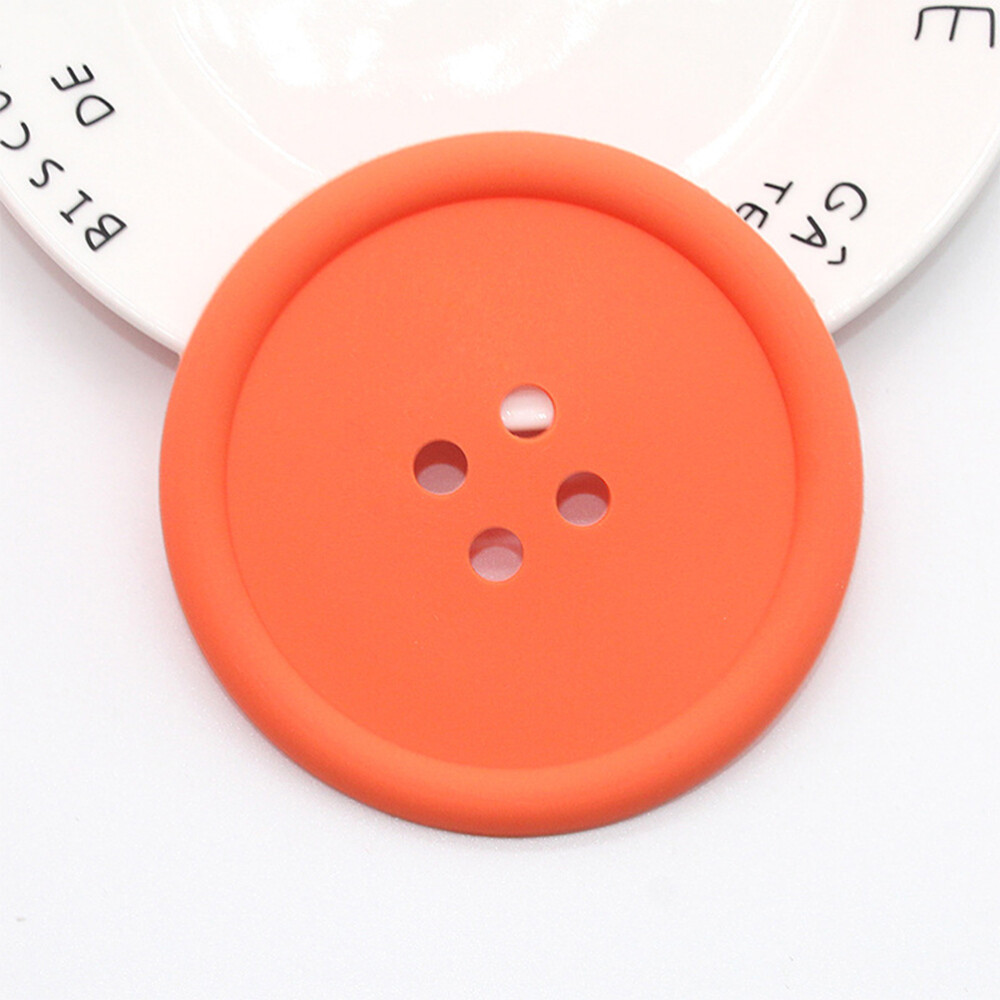 6PCS Creative Round Button Shaped Coaster Silicone Coaster Placemat