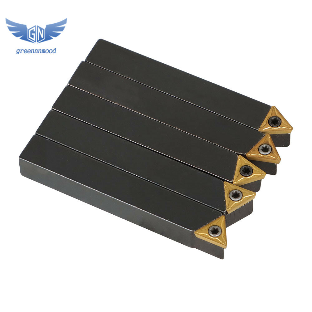 5Pcs 3/8" Lathe Indexable Carbide Insert + Turning Tooling Bit Holder Set