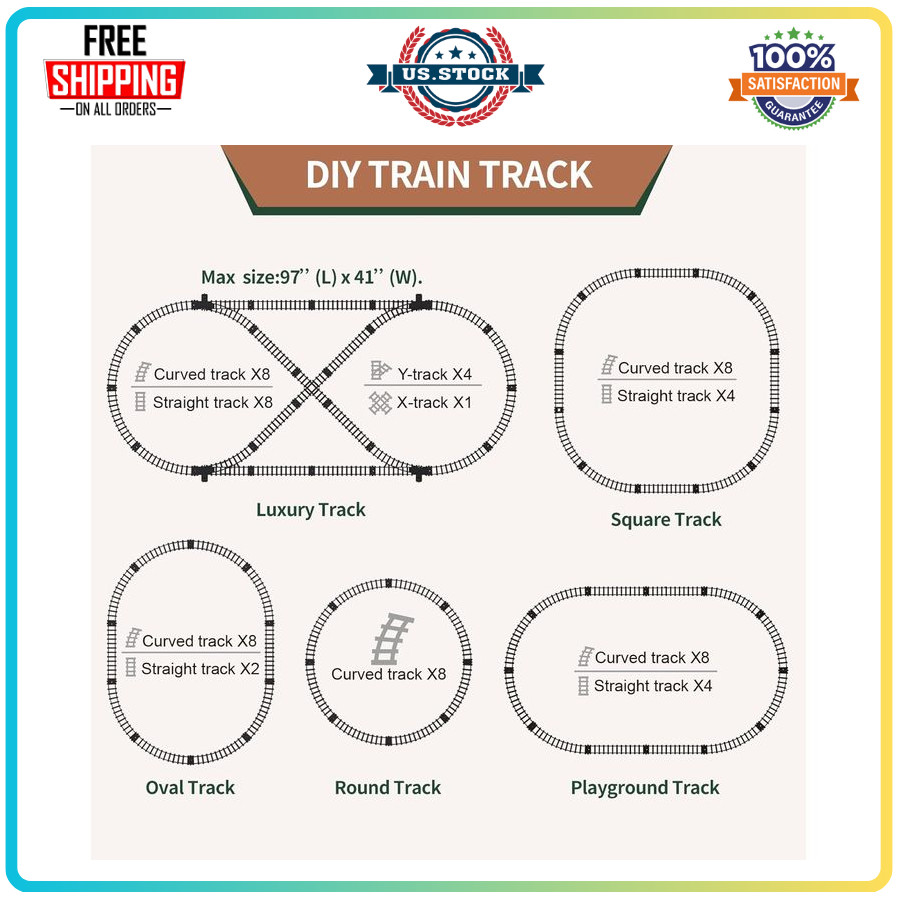 Train Set with Remote Control ,Electric Train Track Around ,Light & Sounds