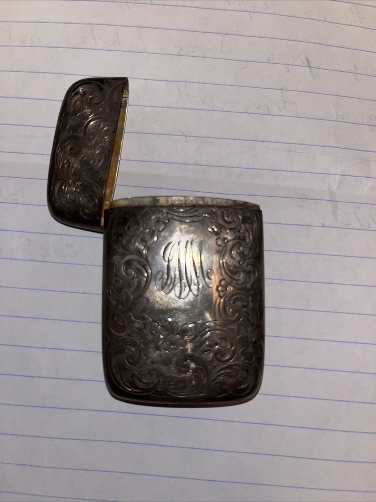 Monogrammed 19c English Sterling silver  MATCH SAFE