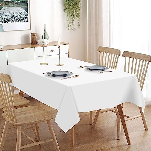 White Plastic Tablecloth Disposable Table Covers White Table 3 Pack A2 White