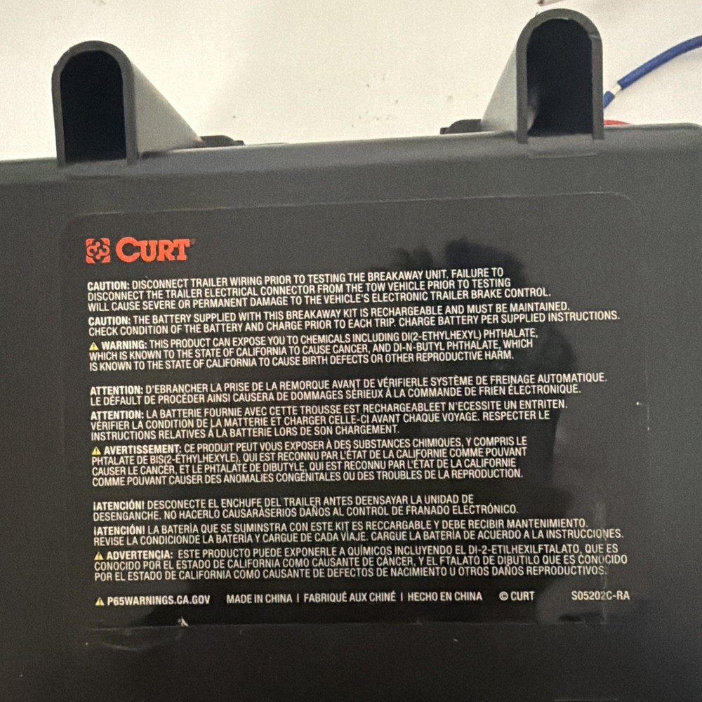 CURT Breakaway System Does Not Include Battery or Switch S05201X-RA