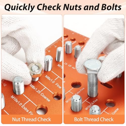 51 Nut and Bolt Thread Checker, Bolt Size Finder, Bolt 51 Thread Checker Orange