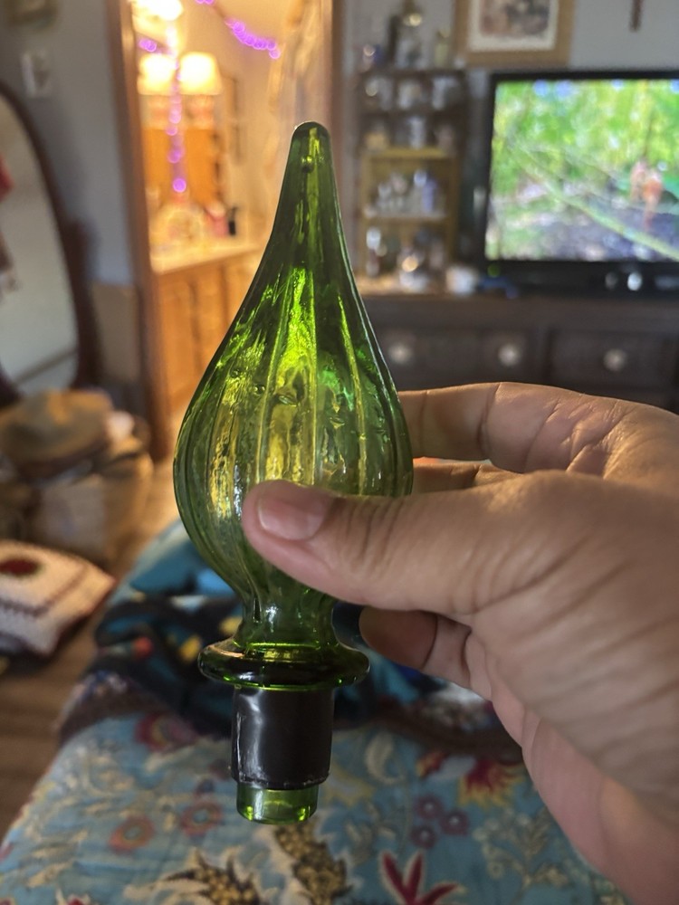 Mid Century Empoli Glass Squat Decanter