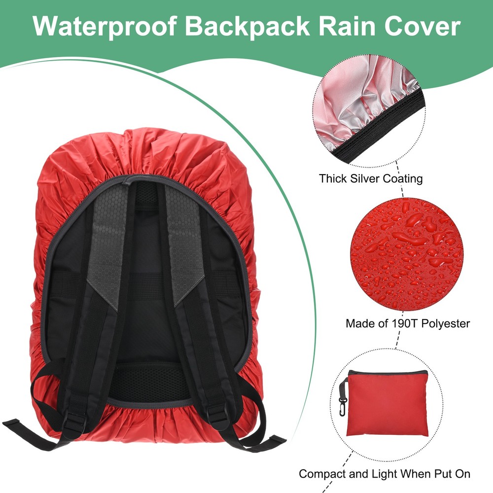 Waterproof Backpack Rain Cover, 30L-40L Backpack Cover [Red]