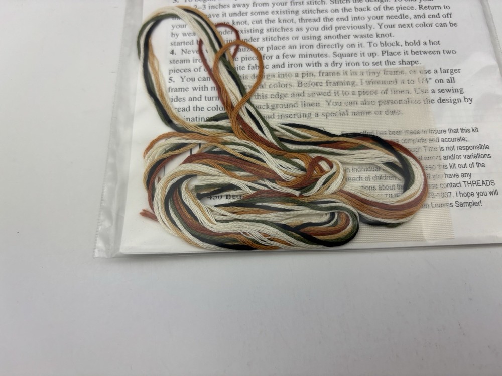 Threads Through Time Autumn Leaves Sampler Needlepoint Pattern Kit 6S