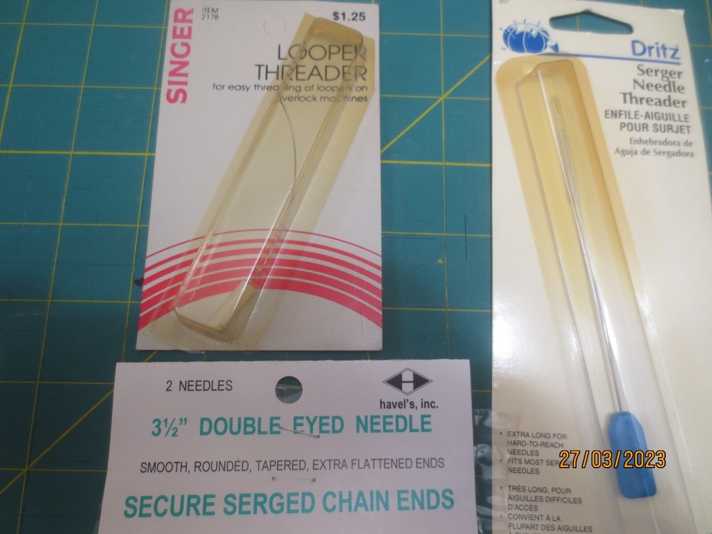 3 NIP Serger Sewing Tools -Dritz Serger Needle Threader -Loop Threader & Dbl Eye